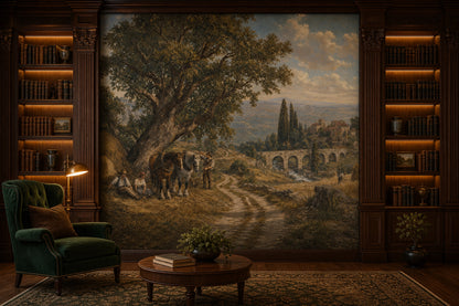 Pastoral Landscape Wallpaper Countryside Removable Stone Bridge Wall Decor