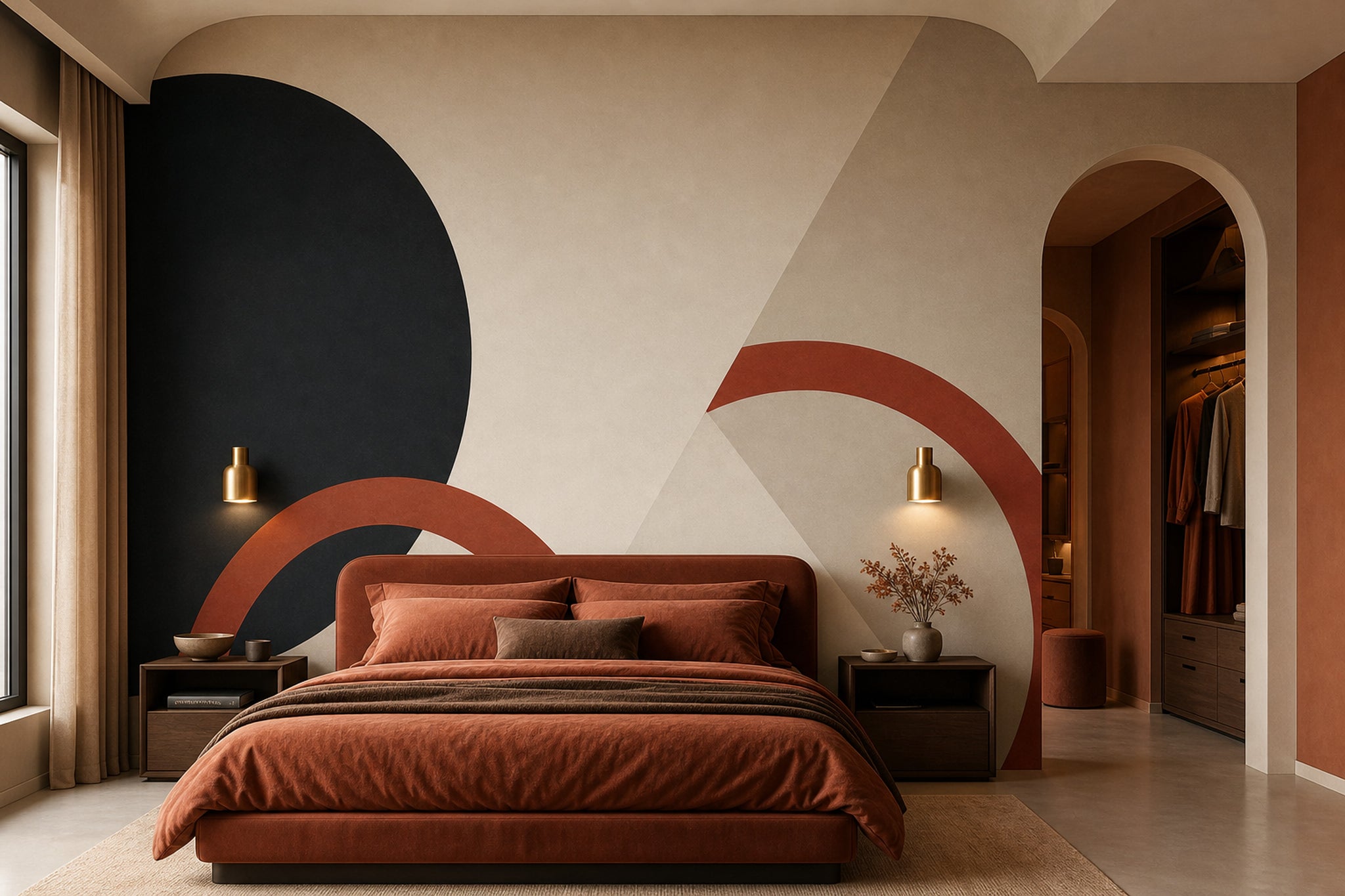 Mid Century Modern Wallpaper Paper Texture Removable Wall Decor