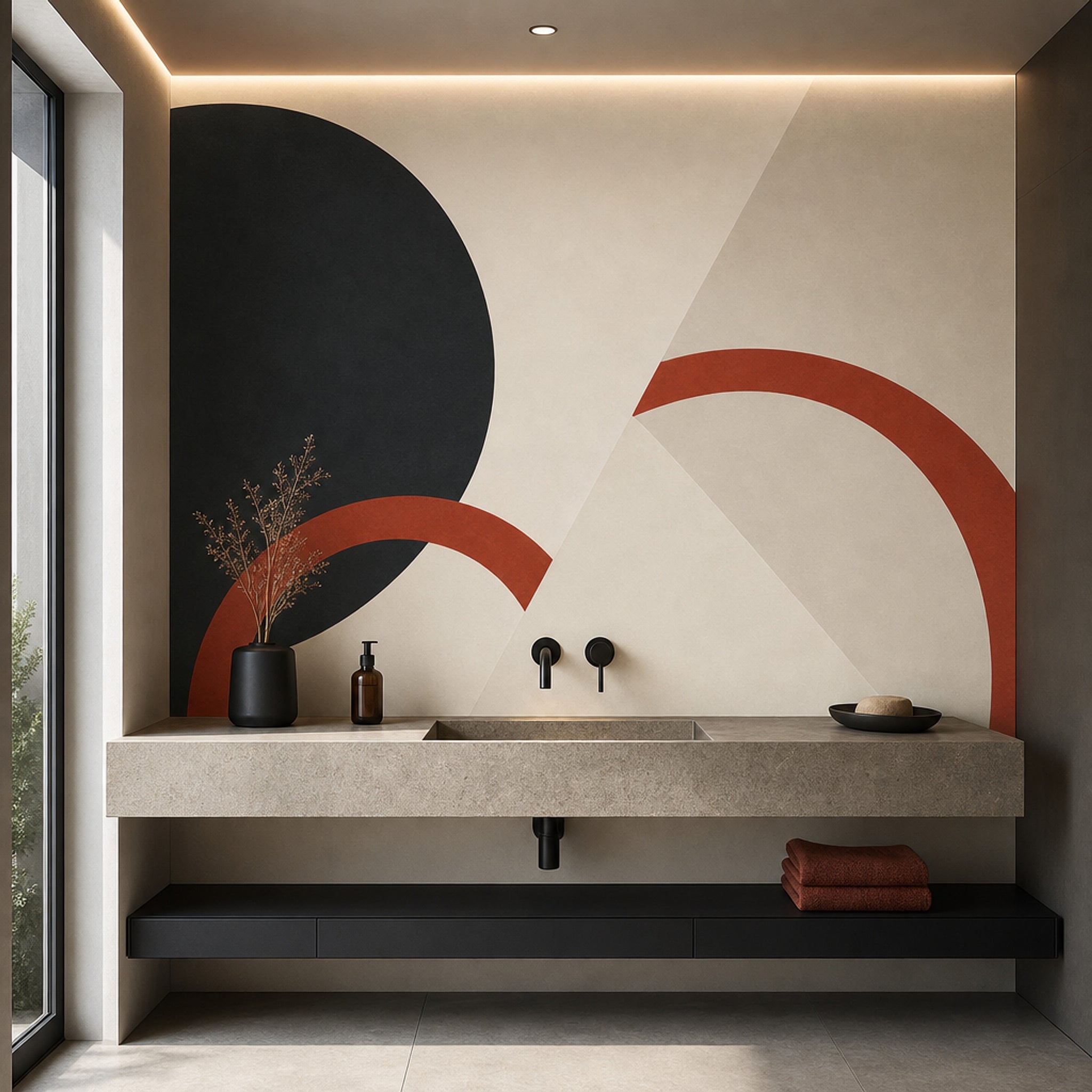 Mid Century Modern Wallpaper Paper Texture Removable Wall Decor