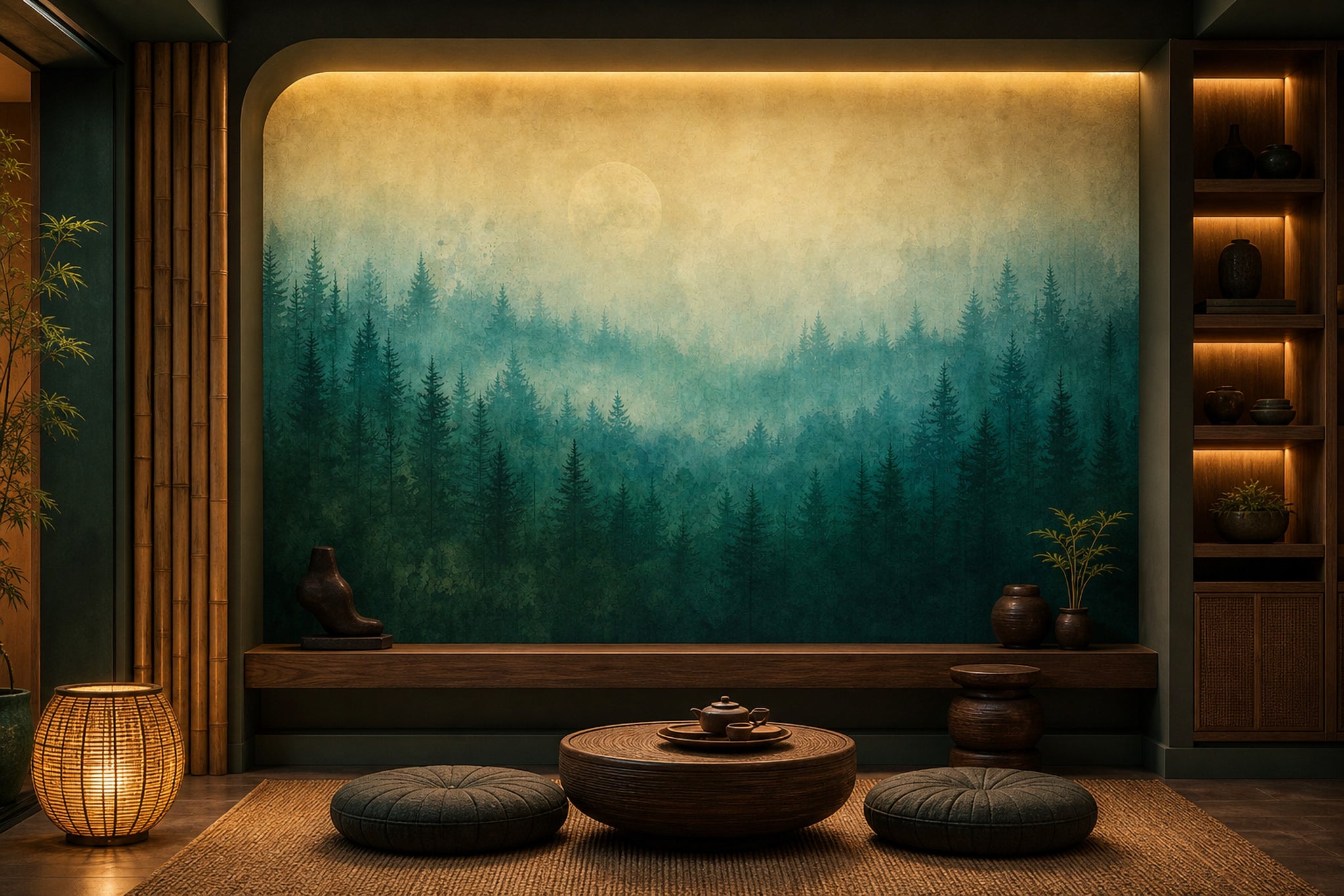 Misty Forest Wallpaper Watercolor Texture Misty Forest Wall Mural