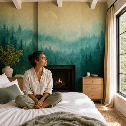 Misty Forest Wallpaper Watercolor Texture Misty Forest Wall Mural