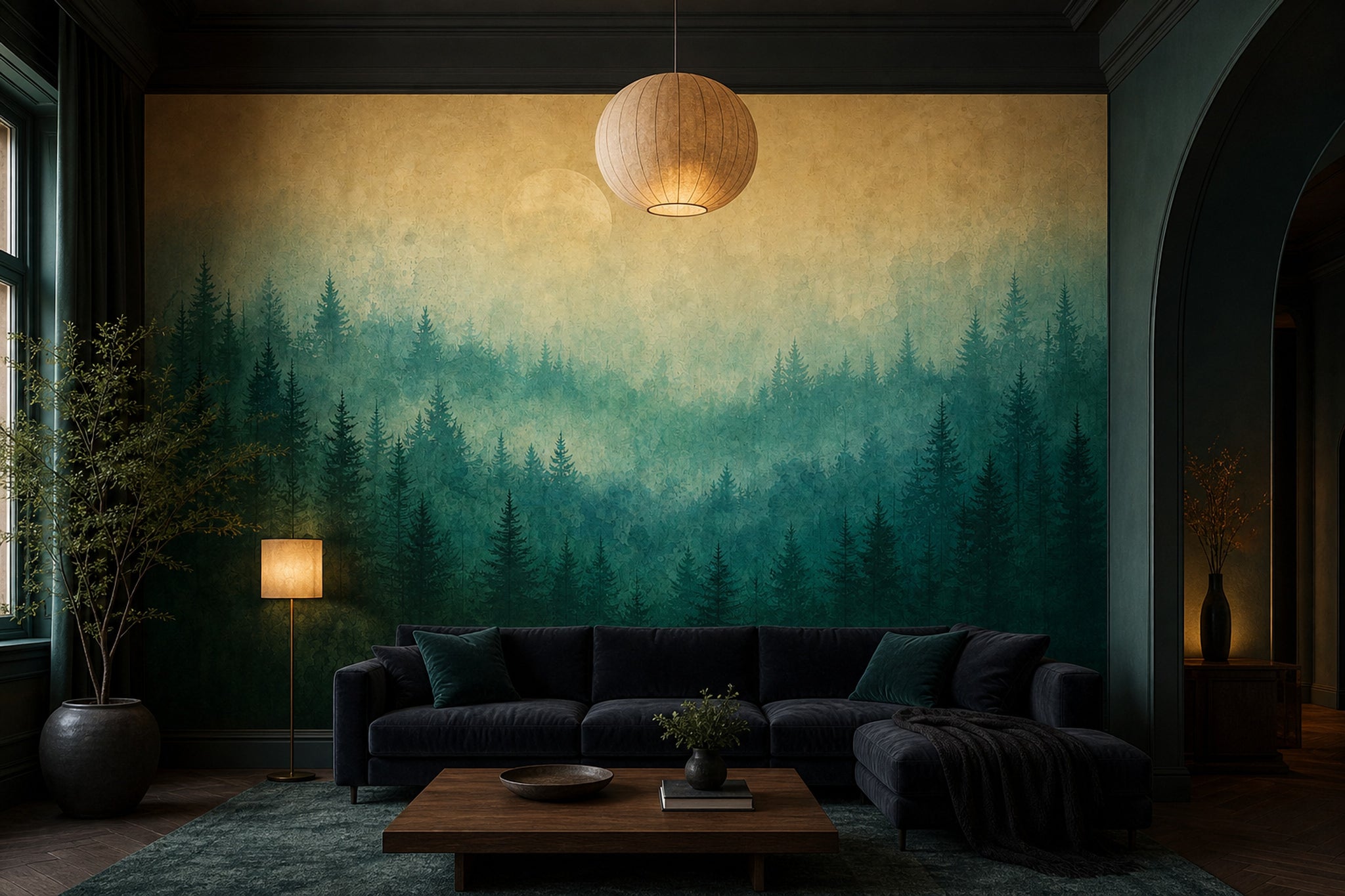 Misty Forest Wallpaper Watercolor Texture Misty Forest Wall Mural