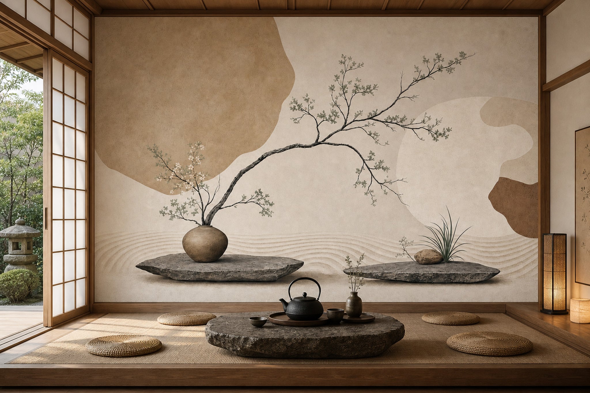 Zen Wallpaper Minimalist Removable Japanese Inspired Wall Decor