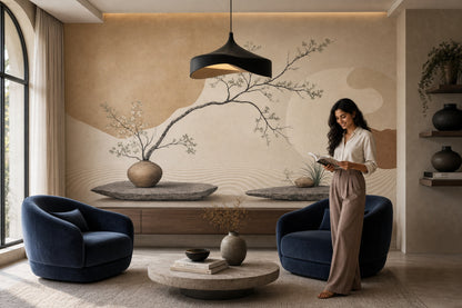 Zen Wallpaper Minimalist Removable Japanese Inspired Wall Decor