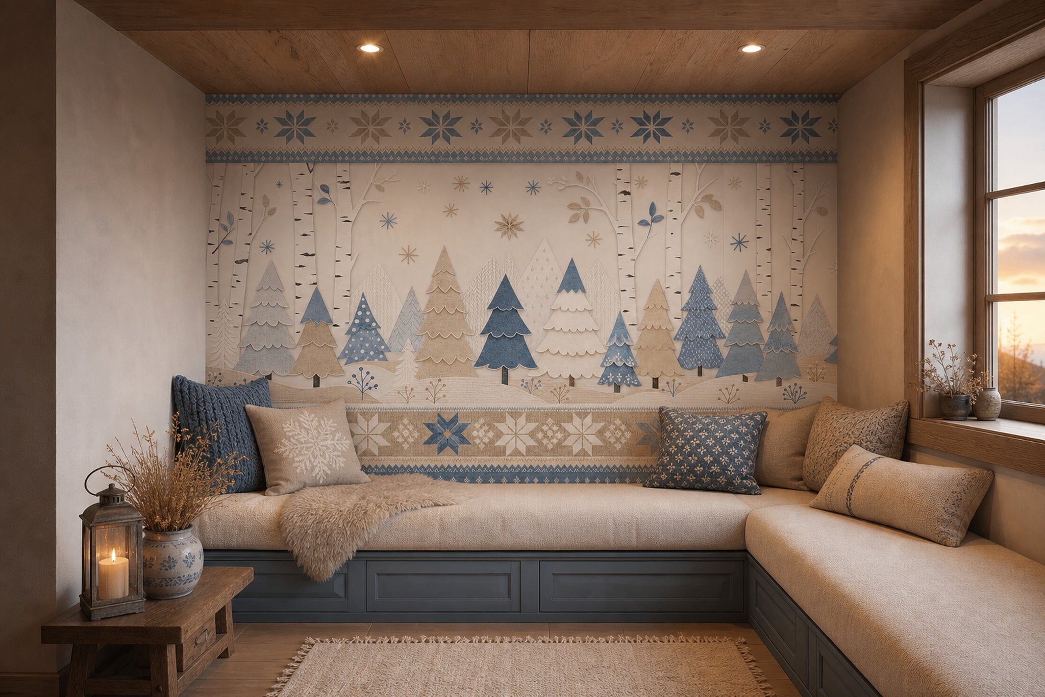 Winter Forest Wallpaper Scandinavian Birch Trees Removable Wall Decor