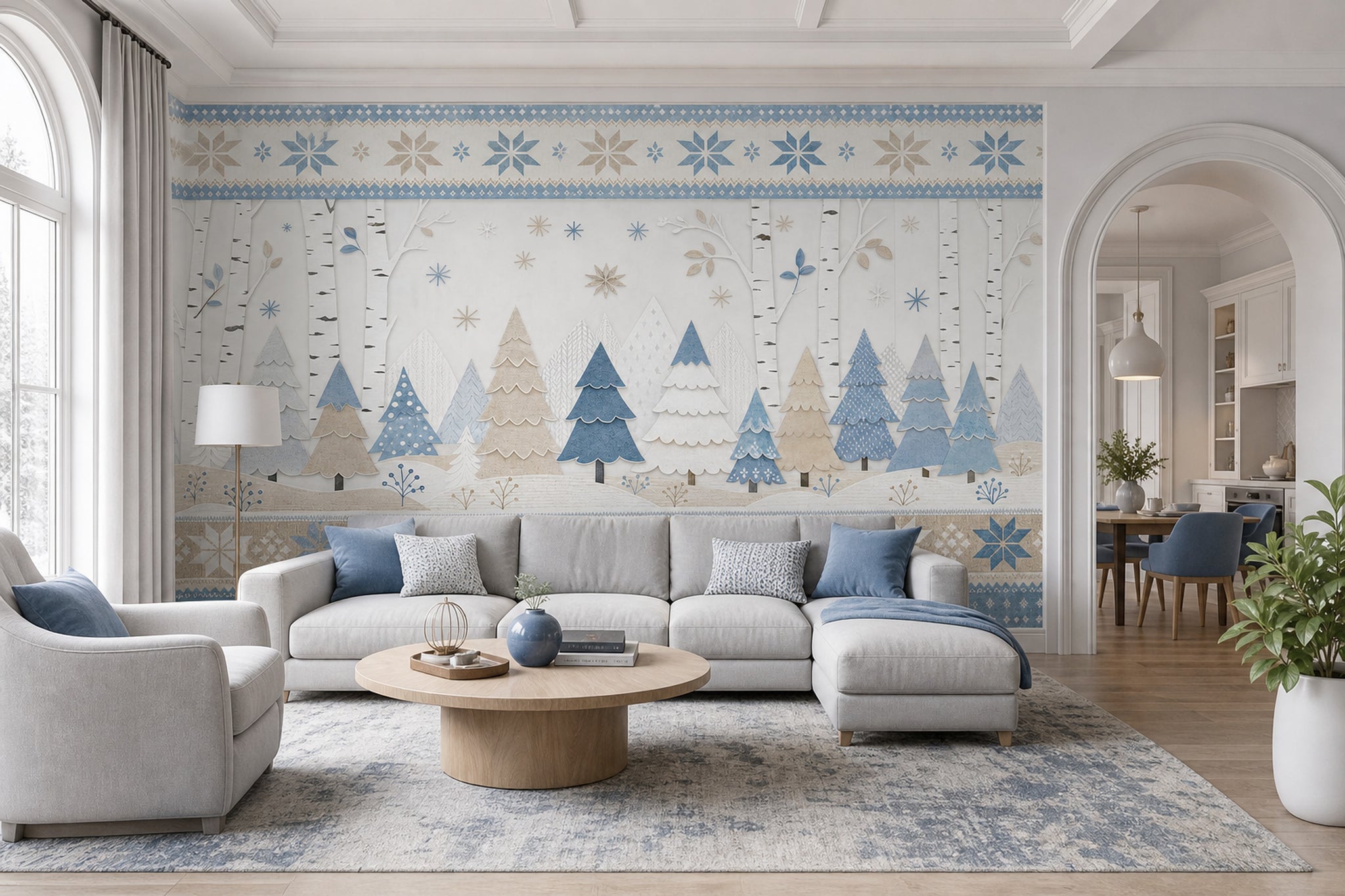 Winter Forest Wallpaper Scandinavian Birch Trees Removable Wall Decor