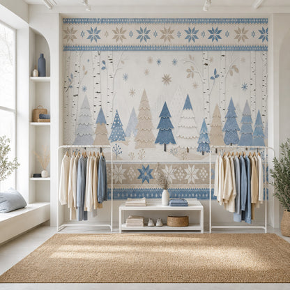 Winter Forest Wallpaper Scandinavian Birch Trees Removable Wall Decor