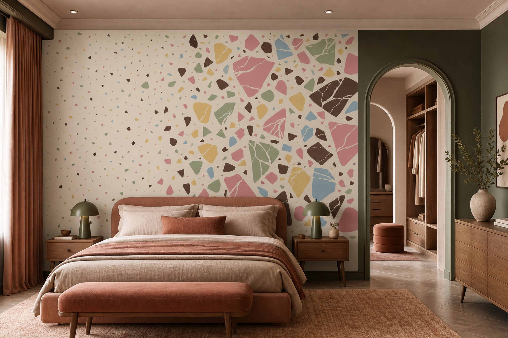 White Background Wallpaper Mid Century Modern Wall Mural