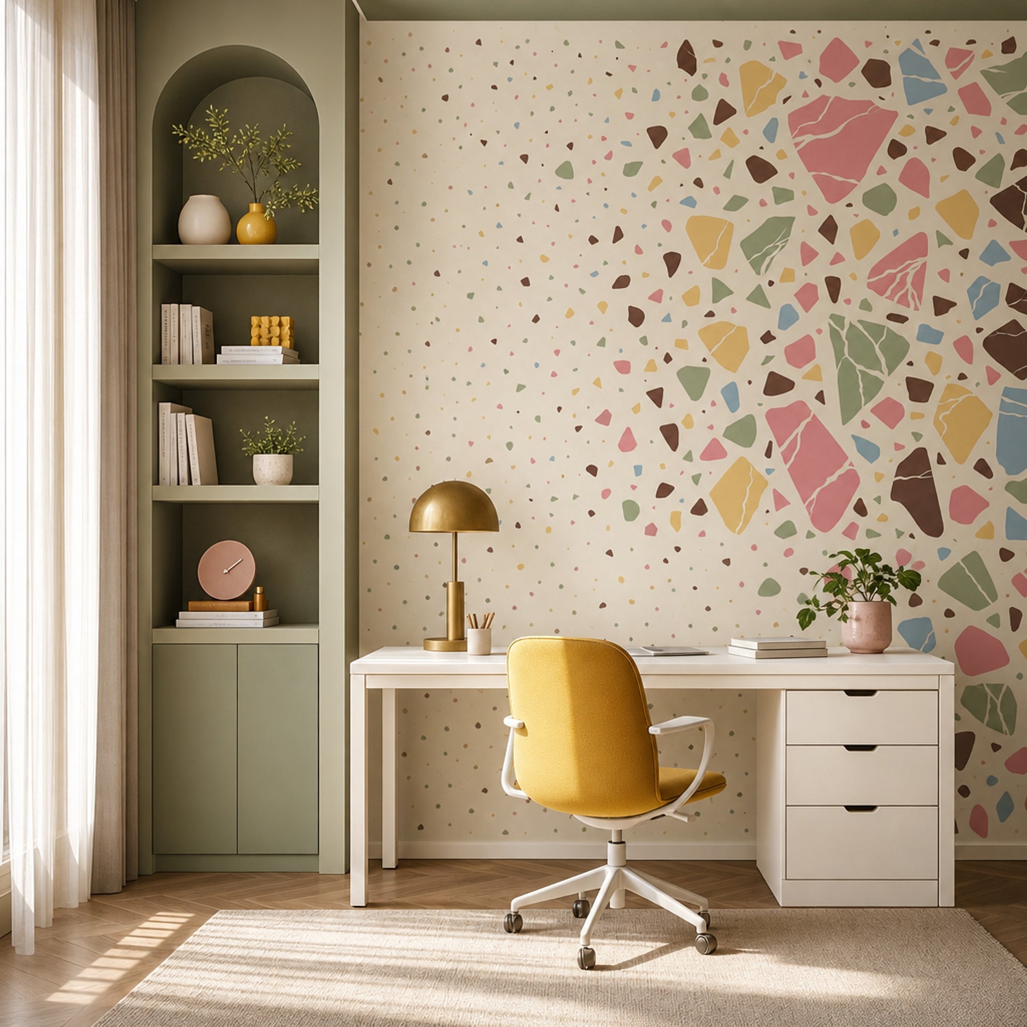 White Background Wallpaper Mid Century Modern Wall Mural
