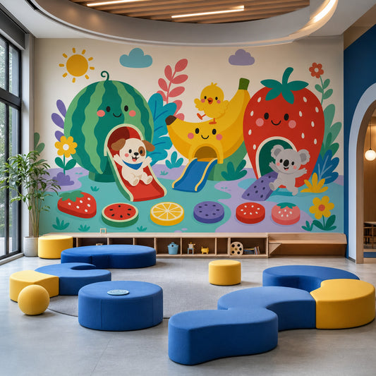 Fruit Playground Wallpaper Watermelon Slide Removable Kids Nursery Wall Decor
