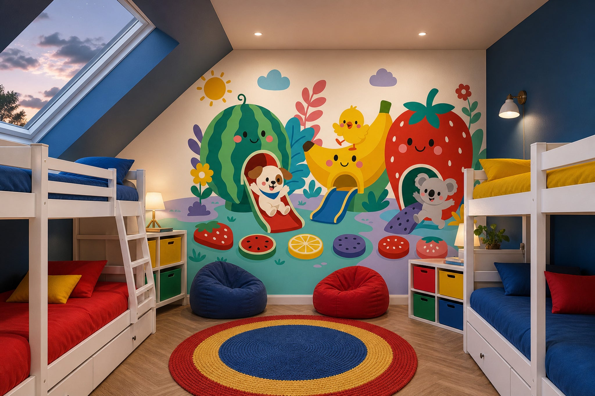 Fruit Playground Wallpaper Watermelon Slide Removable Kids Nursery Wall Decor