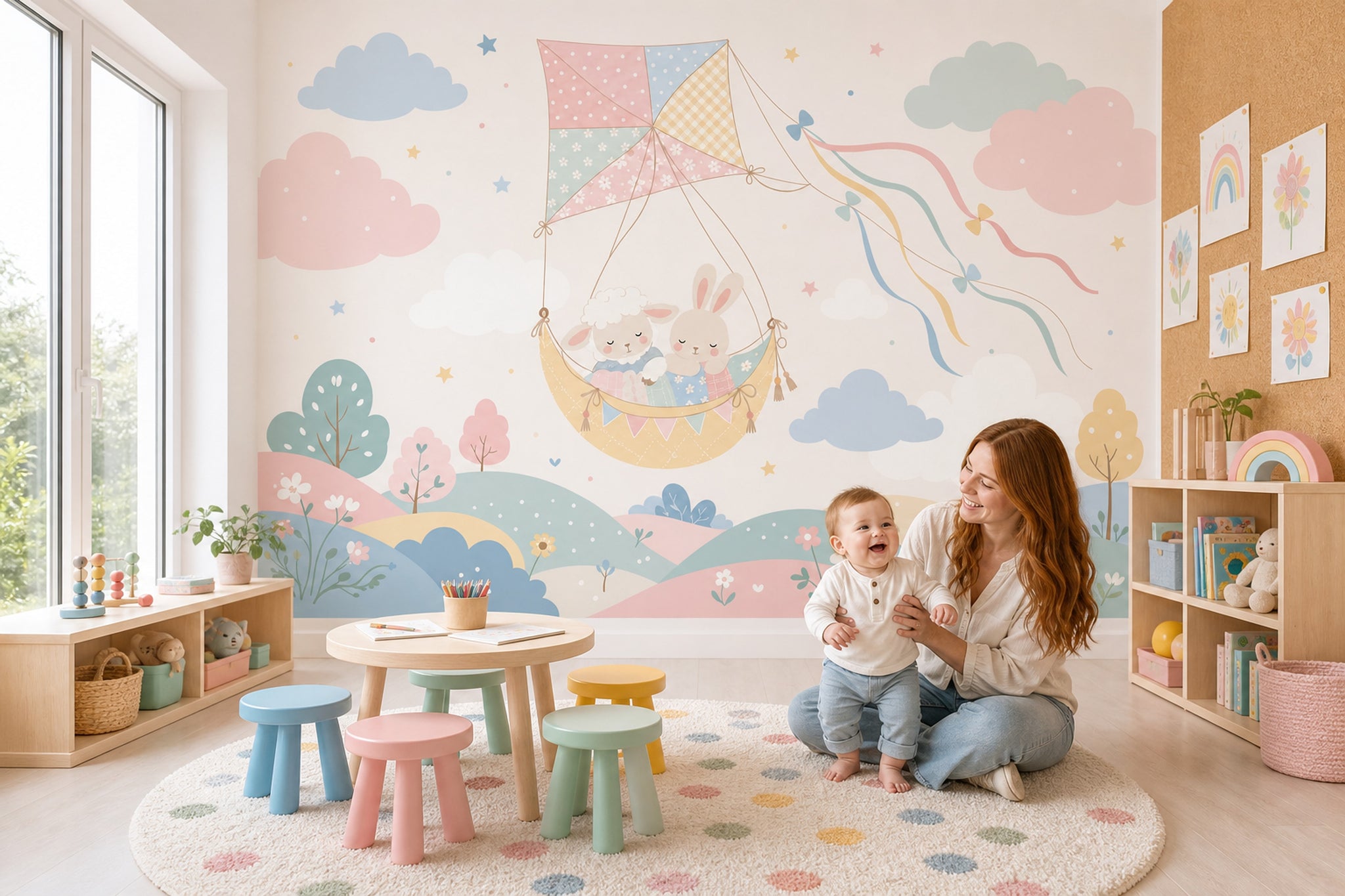White Background Wallpaper Nursery Kids Wall Mural