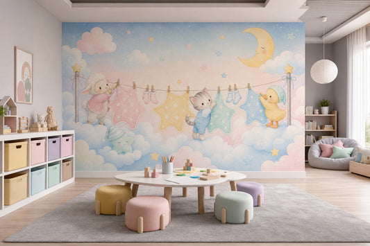 Pastel Sky Wallpaper Nursery Removable Watercolor Wall Decor