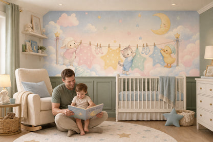 Pastel Sky Wallpaper Nursery Removable Watercolor Wall Decor