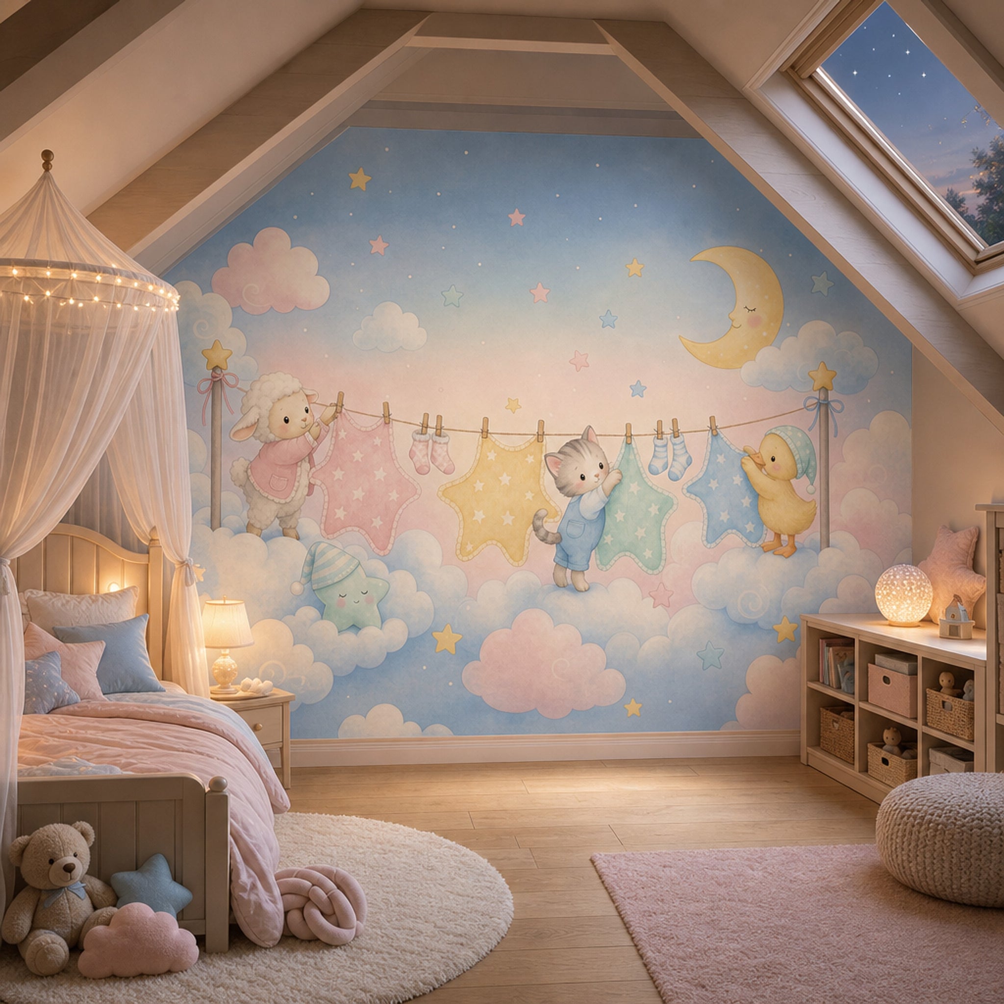 Pastel Sky Wallpaper Nursery Removable Watercolor Wall Decor