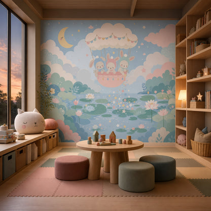 Hot Air Balloon Wallpaper Nursery Bunny Removable Wall Decor
