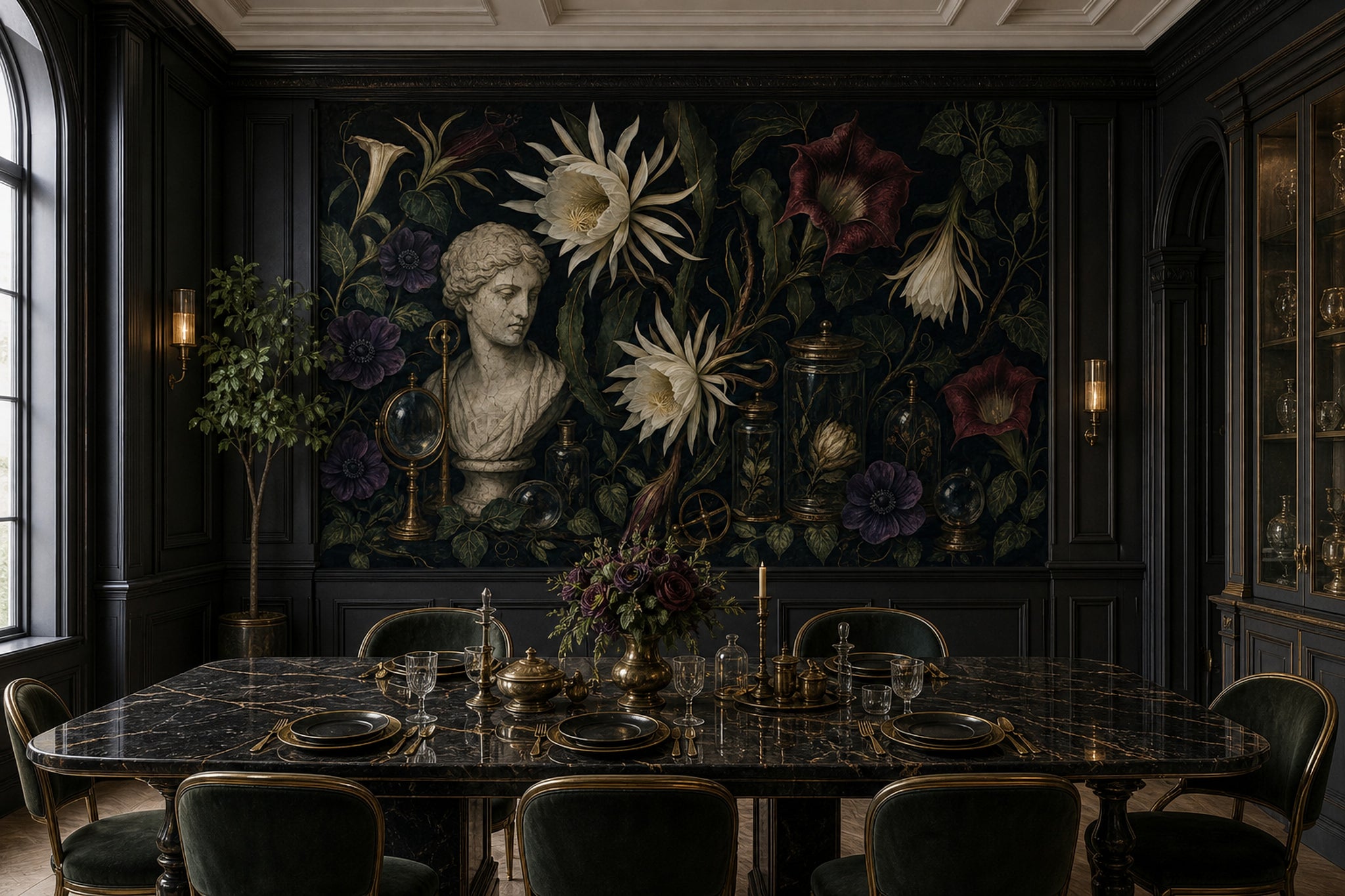 Dark Wallpaper Moody Removable Botanical Wall Decor