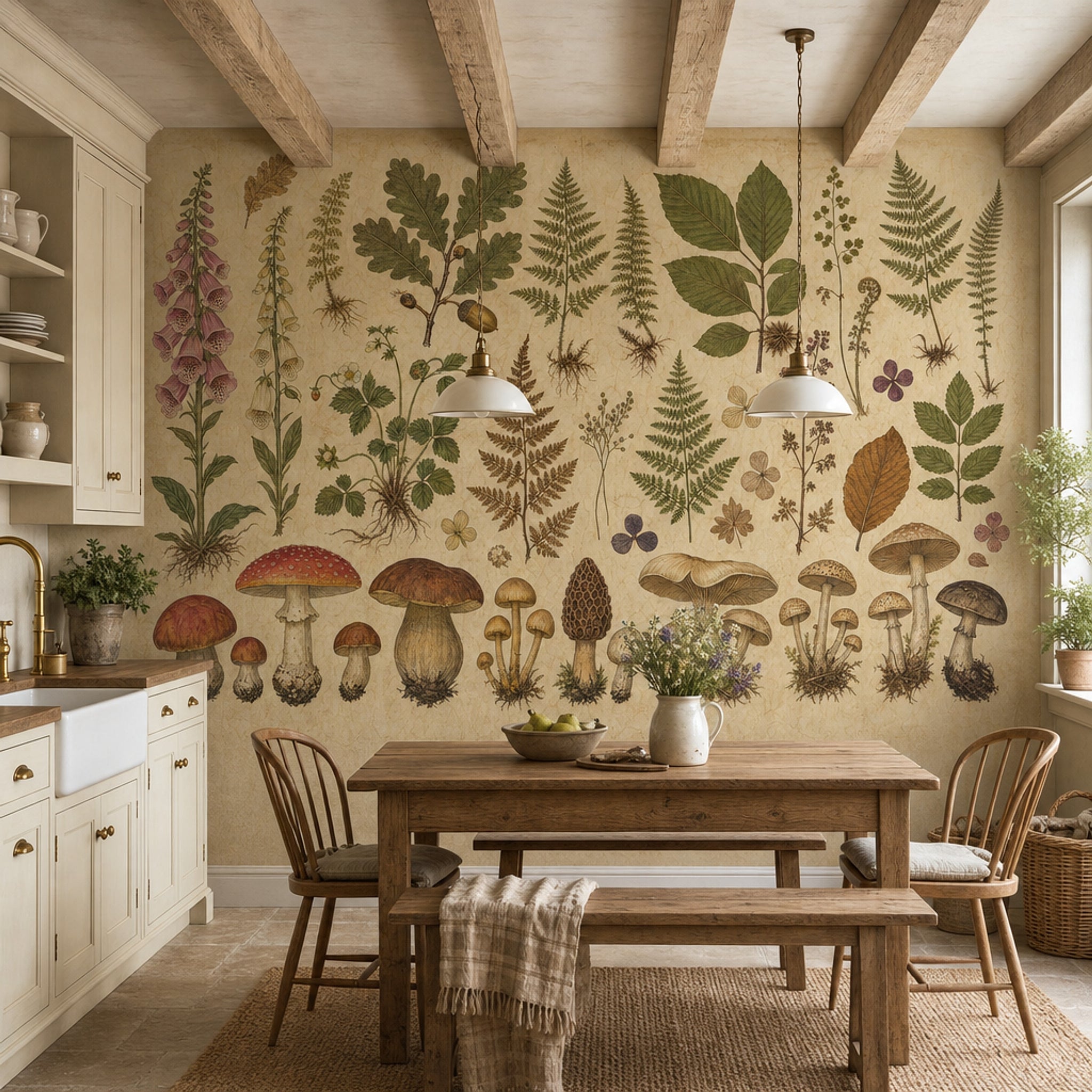 Paper Texture Wallpaper Aged Parchment Removable Botanical Wall Decor