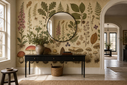 Paper Texture Wallpaper Aged Parchment Removable Botanical Wall Decor