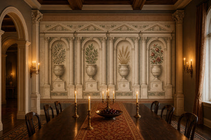 Classical Architecture Wallpaper Arched Niches Greek Key Border Wall Mural