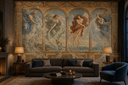 Classical Fresco Wallpaper Renaissance Mural Arched Colonnade Wall Mural