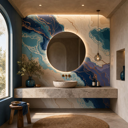 Fluid Art Wallpaper Ocean Inspired Removable Abstract Wall Decor