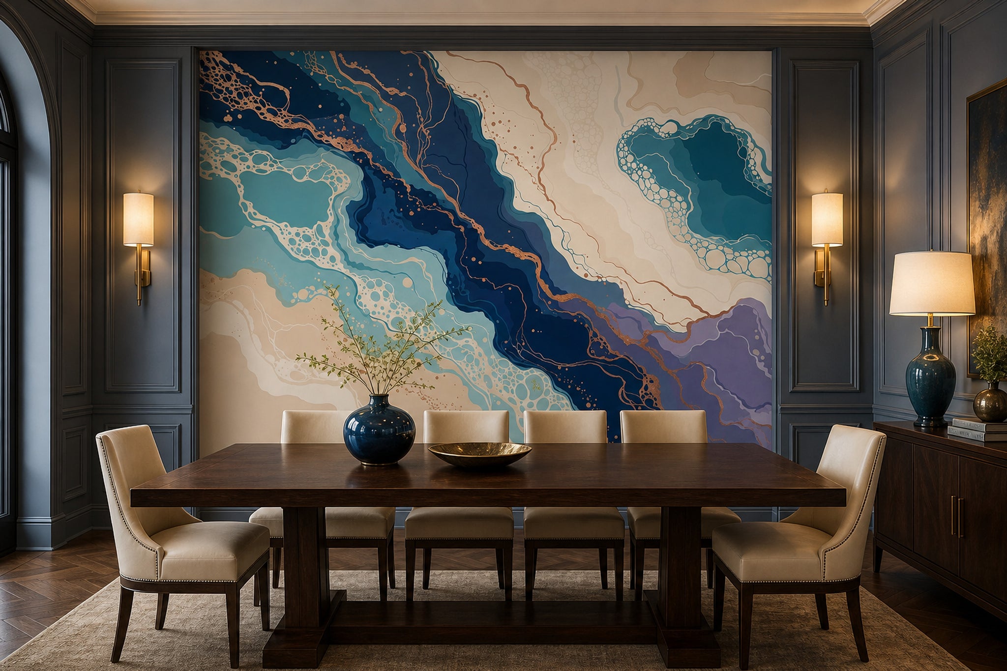 Fluid Art Wallpaper Ocean Inspired Removable Abstract Wall Decor