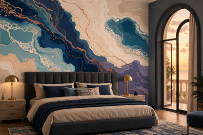 Fluid Art Wallpaper Ocean Inspired Removable Abstract Wall Decor