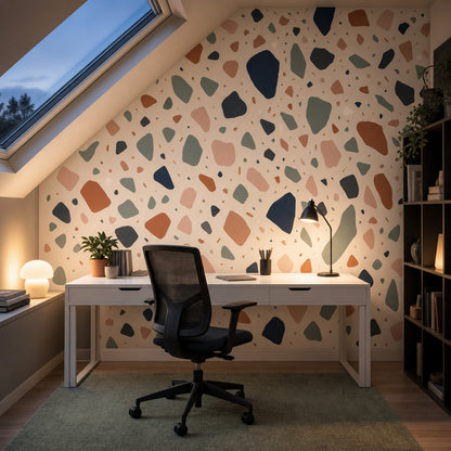 Terrazzo Wallpaper Abstract Geometric Shapes Removable Wall Decor