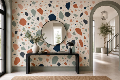 Terrazzo Wallpaper Abstract Geometric Shapes Removable Wall Decor