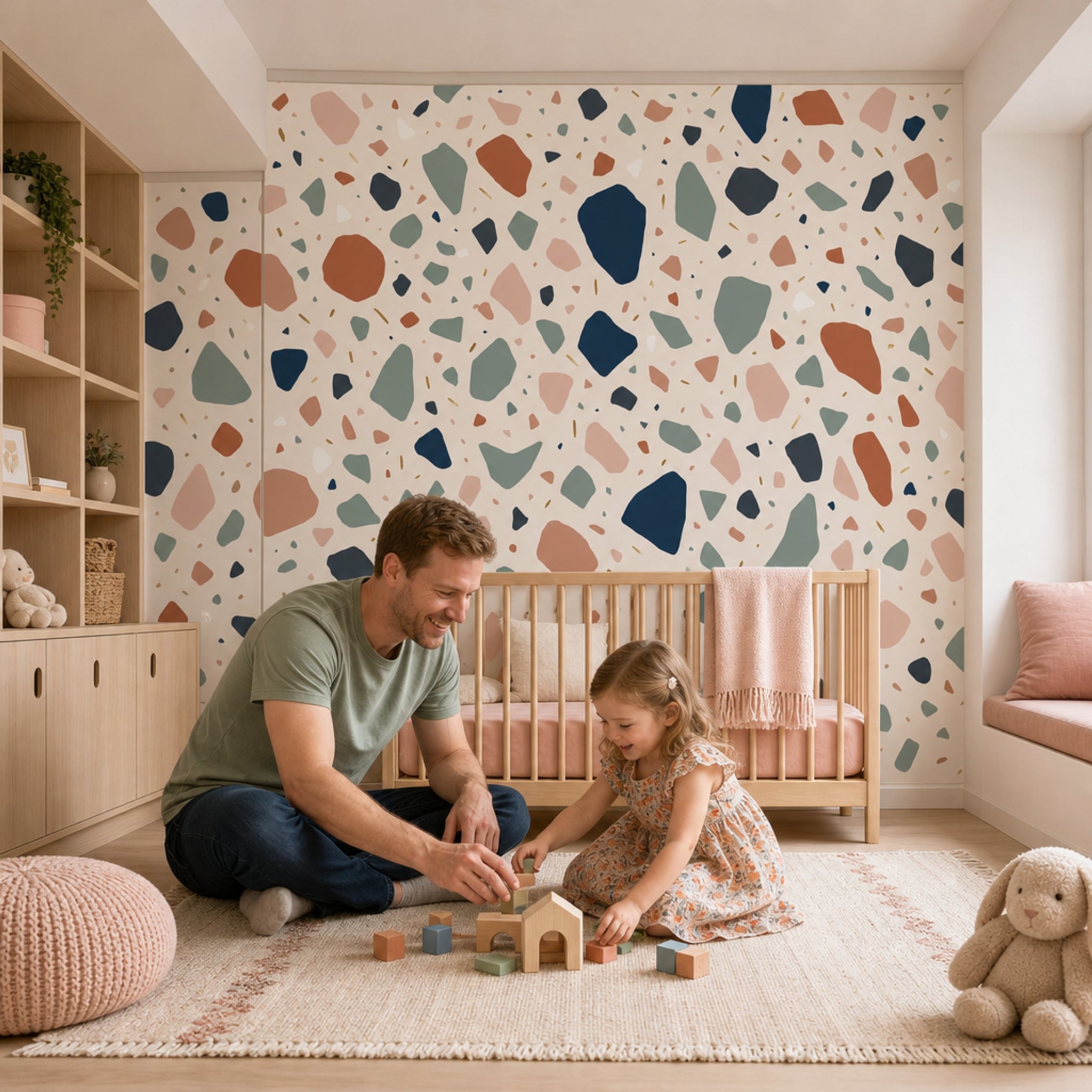 Terrazzo Wallpaper Abstract Geometric Shapes Removable Wall Decor