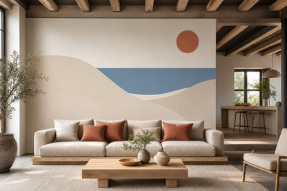 Abstract Landscape Wallpaper Minimal Dunes Coastal Horizon Wall Mural