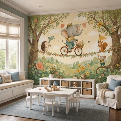 Woodland Animals Wallpaper Whimsical Removable Watercolor Wall Decor