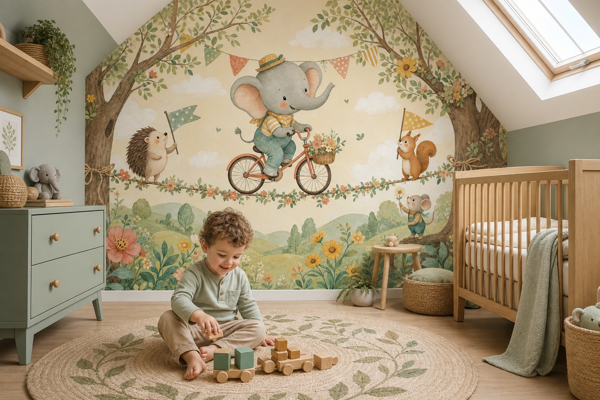Woodland Animals Wallpaper Whimsical Removable Watercolor Wall Decor