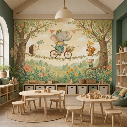 Woodland Animals Wallpaper Whimsical Removable Watercolor Wall Decor