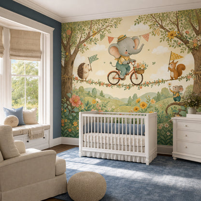Woodland Animals Wallpaper Whimsical Removable Watercolor Wall Decor