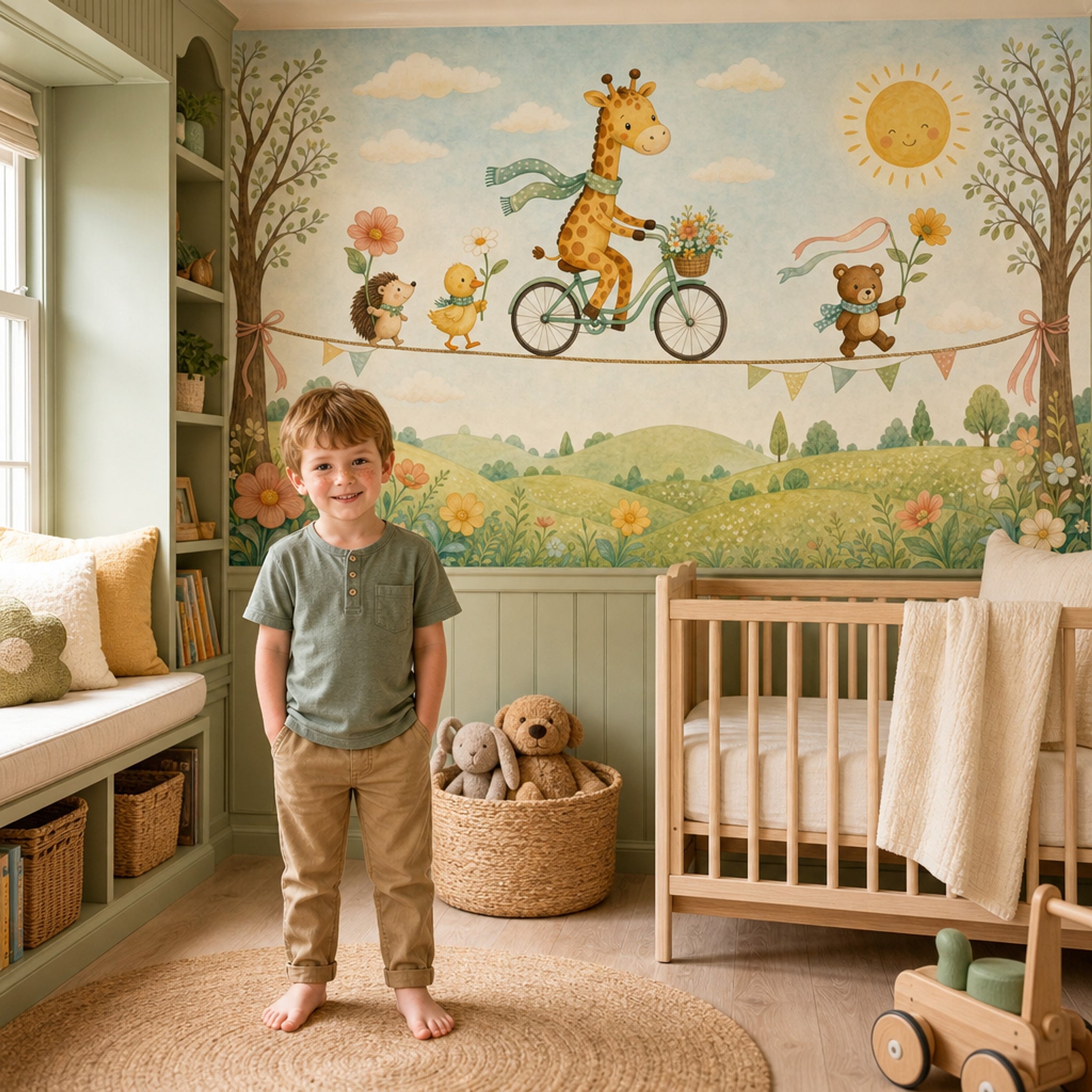 Whimsical Wallpaper Nursery Removable Watercolor Wall Decor