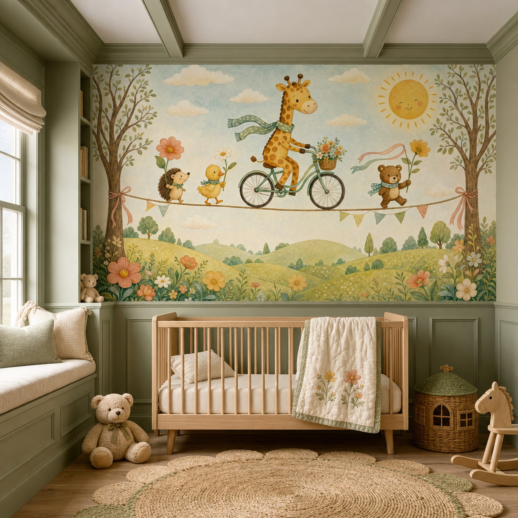 Whimsical Wallpaper Nursery Removable Watercolor Wall Decor