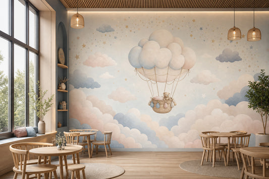Hot Air Balloon Wallpaper Balloon Teddy Bear Removable Wall Decor