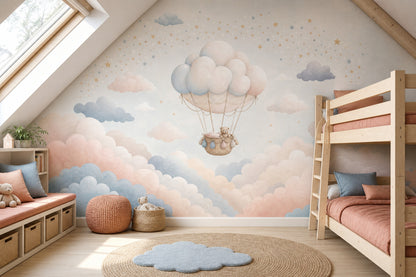 Hot Air Balloon Wallpaper Balloon Teddy Bear Removable Wall Decor