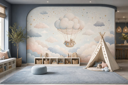 Hot Air Balloon Wallpaper Balloon Teddy Bear Removable Wall Decor