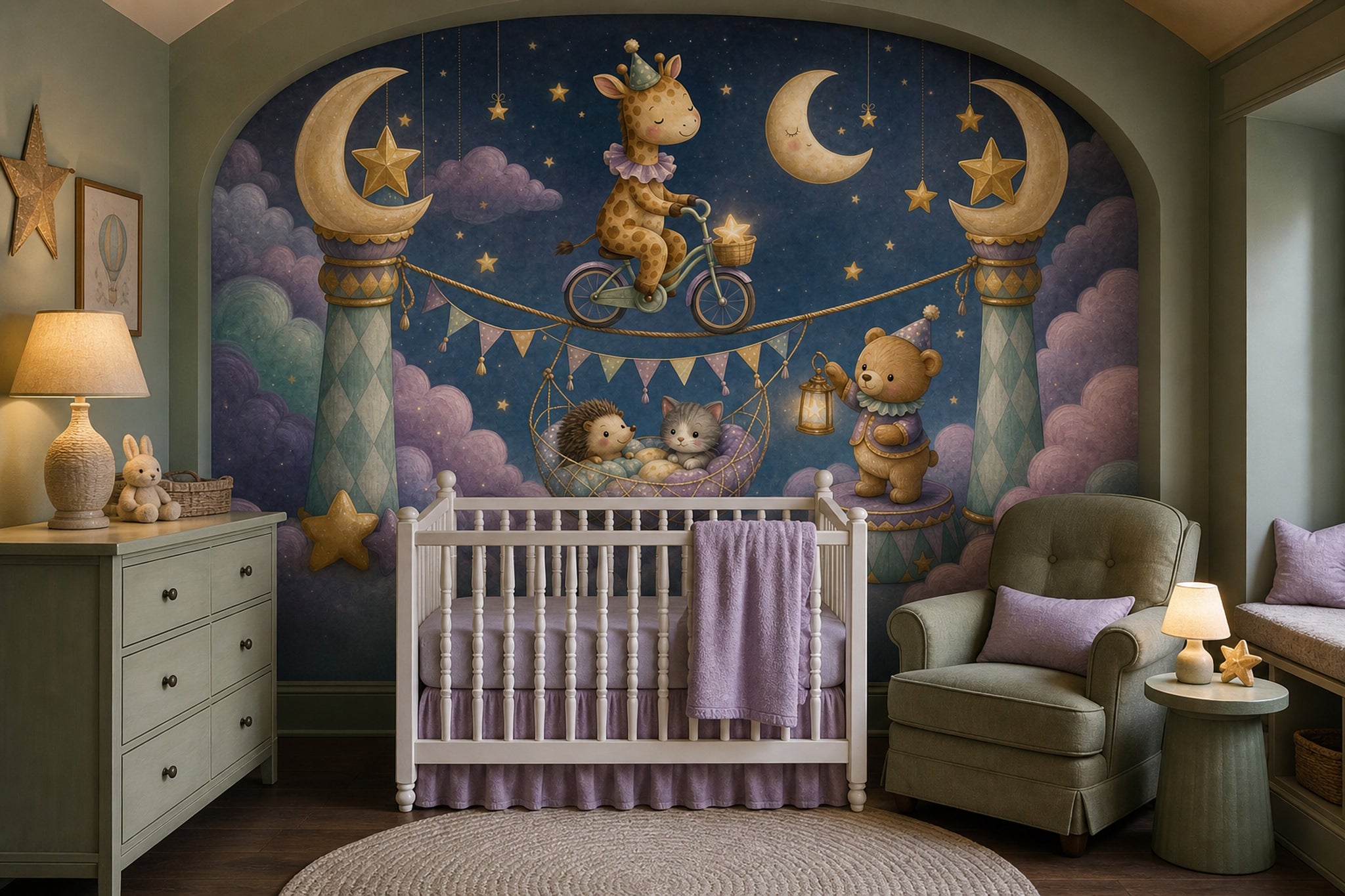 Stars And Moon Wallpaper Whimsical Nursery Circus Carnival Removable Wall Decor