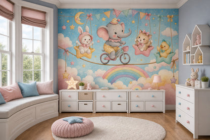 Nursery Wallpaper Cute Animals Watercolor Wall Mural