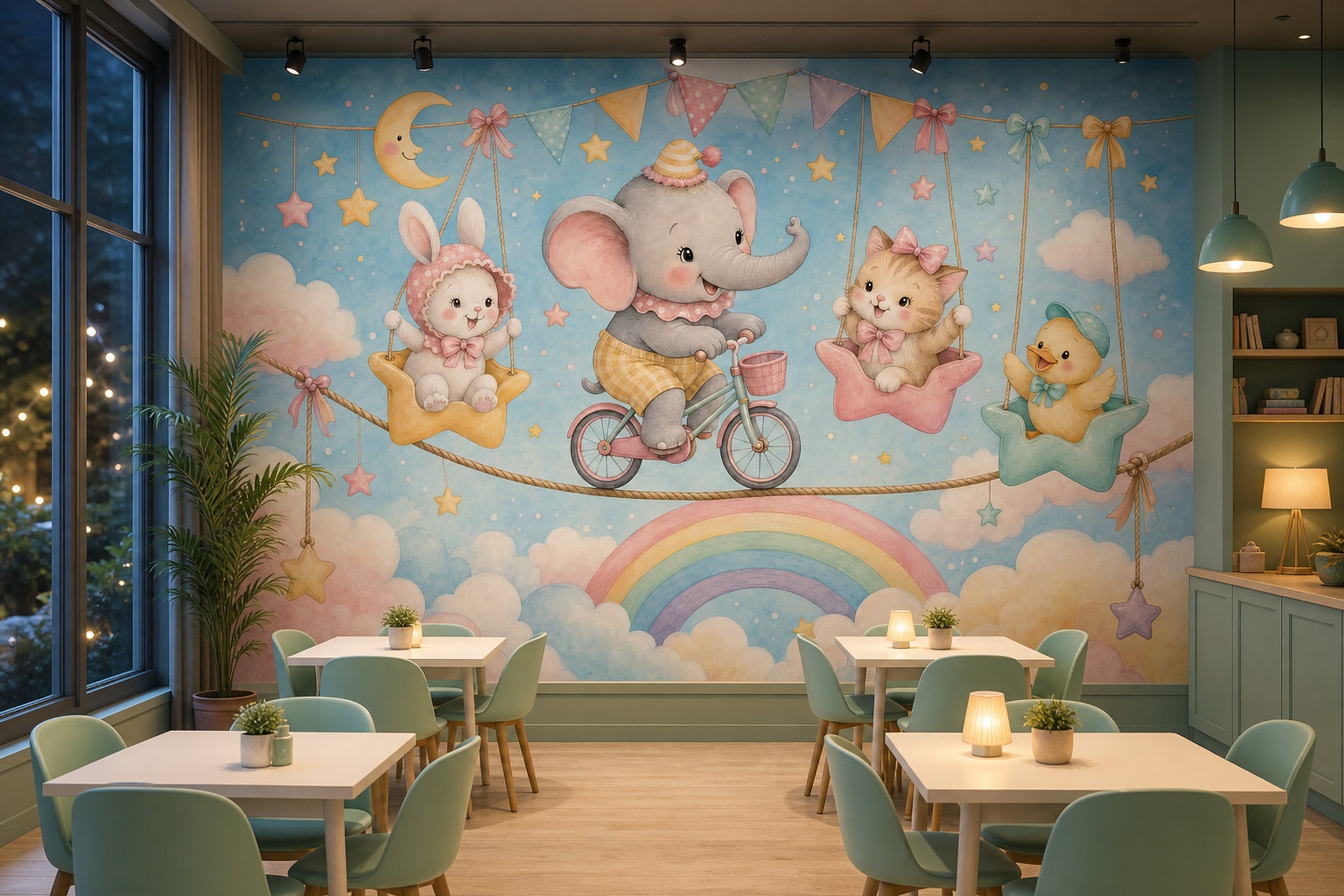 Nursery Wallpaper Cute Animals Watercolor Wall Mural
