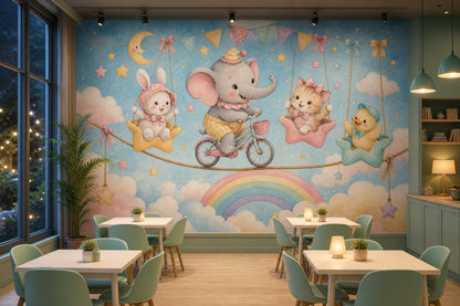 Nursery Wallpaper Cute Animals Watercolor Wall Mural