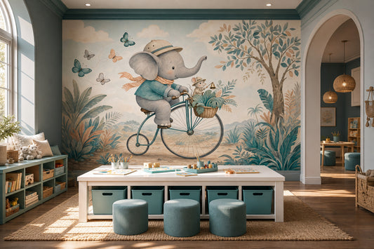 Storybook Wallpaper Elephant Removable Whimsical Wall Decor