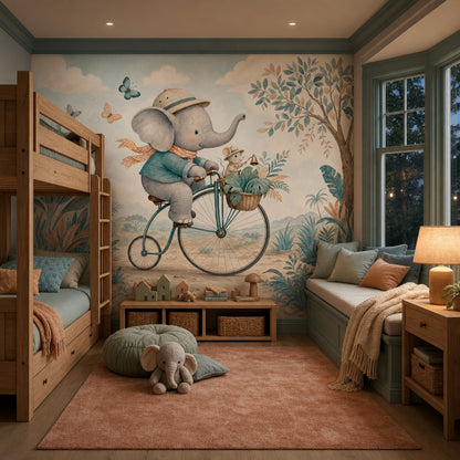 Storybook Wallpaper Elephant Removable Whimsical Wall Decor