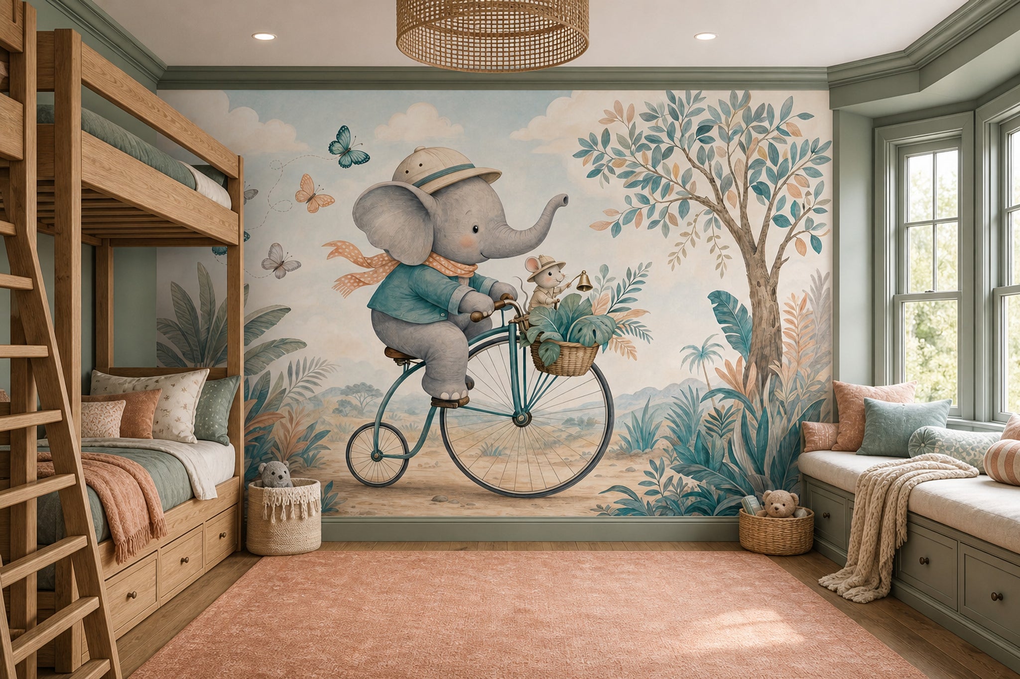 Storybook Wallpaper Elephant Removable Whimsical Wall Decor