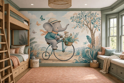 Storybook Wallpaper Elephant Removable Whimsical Wall Decor
