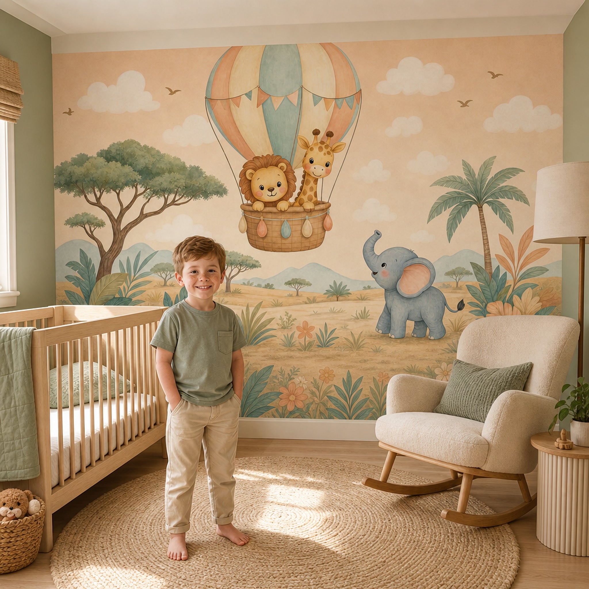Hot Air Balloon Wallpaper Watercolor Texture Hot Air Balloon Removable Wall Decor